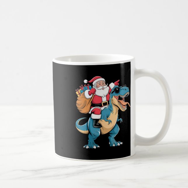 Caneca De Café Papais noeis Andando Dinossauro T Rex Christmas Bo (Direita)