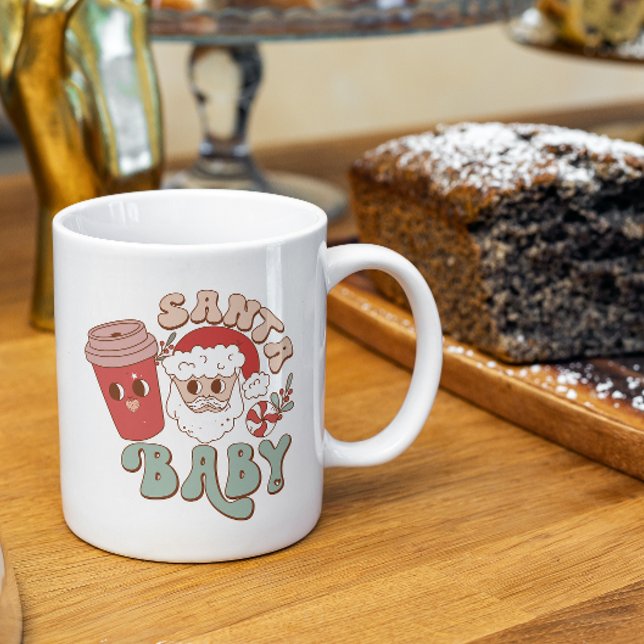 Caneca De Café Papais noeis Bebendo de Natal (Criador carregado)
