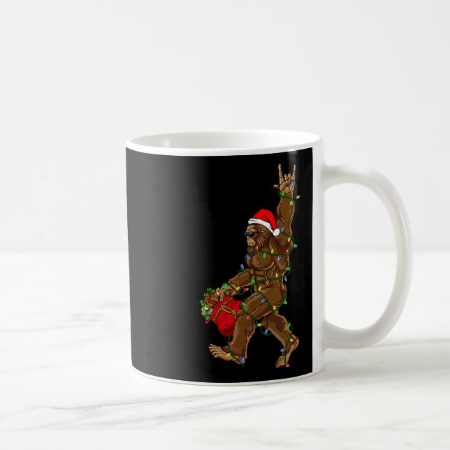 Caneca De Café Papais noeis Bigfoot Luzes de Natal Rock Sasquatch (Direita)