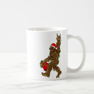 Caneca De Café Papais noeis Bigfoot Luzes de Natal Rock Sasquatch