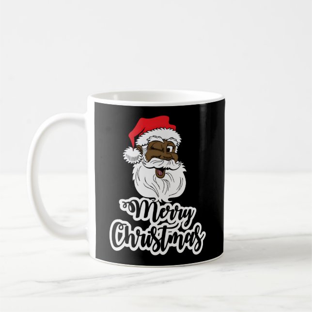 Caneca De Café Papais noeis Black Winking Felizes Afro-americanos (Esquerda)