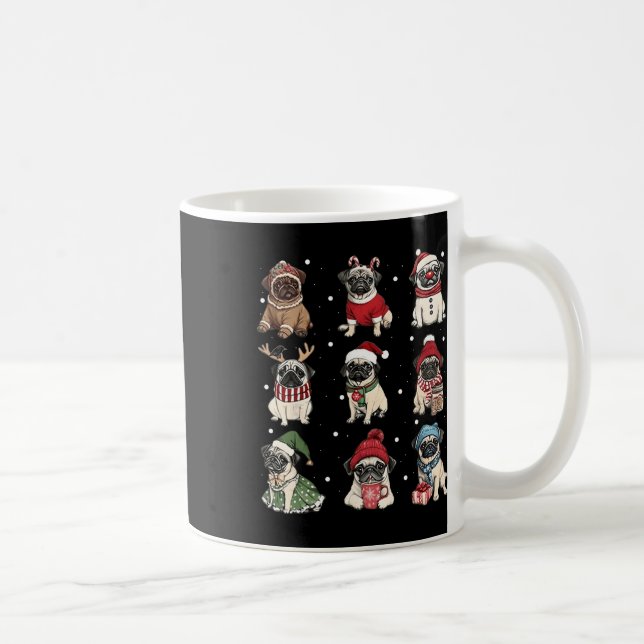 Caneca De Café Papais noeis Bonitos Pug Engraçados Xmas Luzes Cac (Direita)