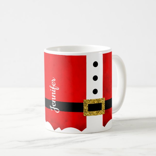 Caneca De Café Papais noeis bonitos, roupa de natal personalizada (Frente Esquerda)