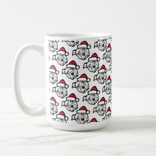 Caneca De Café Papais noeis - Canais: AmStaff Dog em Chapéu Festi