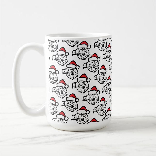 Caneca De Café Papais noeis - Canais: AmStaff Dog em Chapéu Festi (Esquerda)