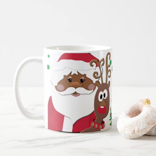 Caneca De Café Papais noeis castanhos e Rudolph, uma canção de Na (Com Donut)