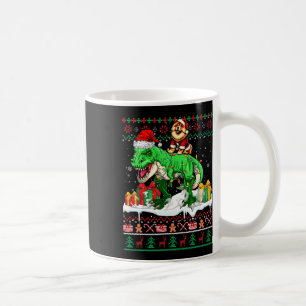 Caneca De Café Papais noeis Chow Chow Riding T-rex Christmas Swea