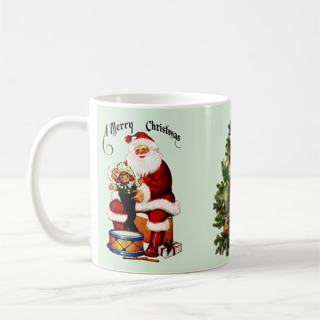 Caneca De Café Papais noeis com brinquedos Feliz Natal (Esquerda)