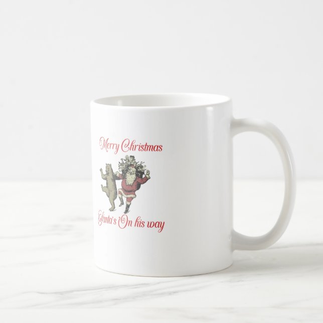 Caneca De Café Papais noeis Dançantes e Urso de Natal (Direita)