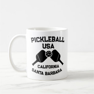 Caneca De Café Papais noeis de Bola de Pickleball Barbara CA Pers