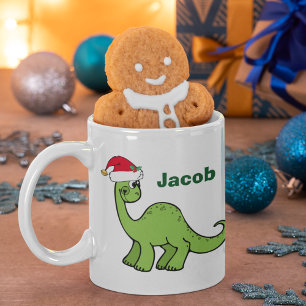 Caneca De Café Papais noeis de Dinossauro de Natal Bonitos Crianç