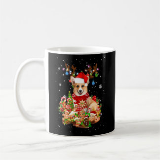 Caneca De Café Papais noeis De Iluminação De Natal Cute Corgi Rei