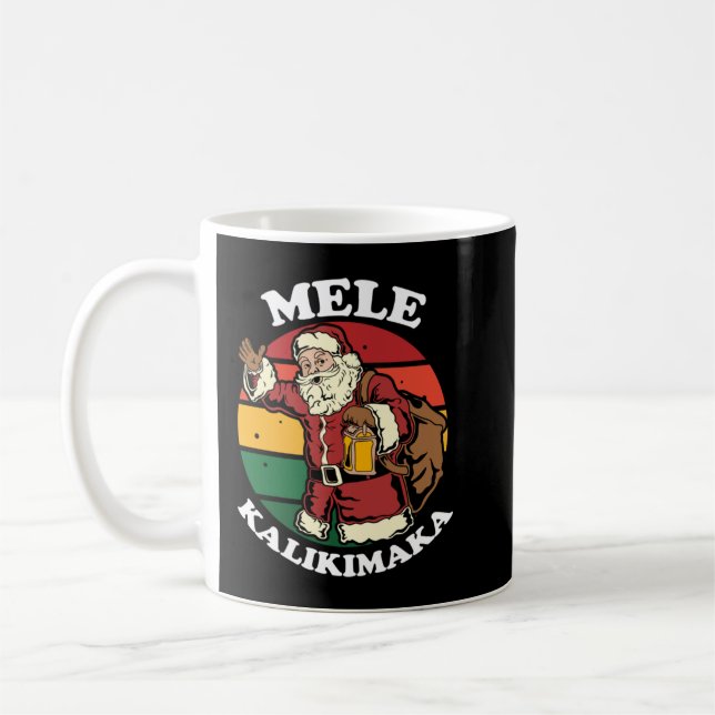 Caneca De Café Papais noeis de Mele Kalikimaka Shaka Hawaii (Esquerda)