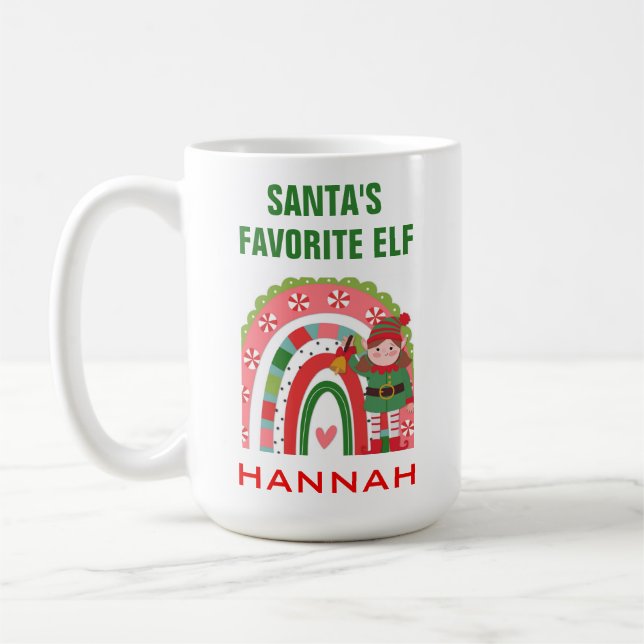Caneca De Café Papais noeis de Natal bonitos Elf favorito (Esquerda)