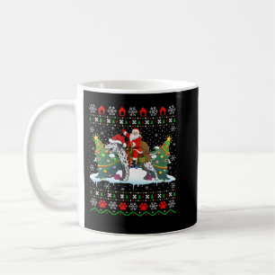 Caneca De Café Papais noeis de Natal Feio do Cão Dalmático no Nat