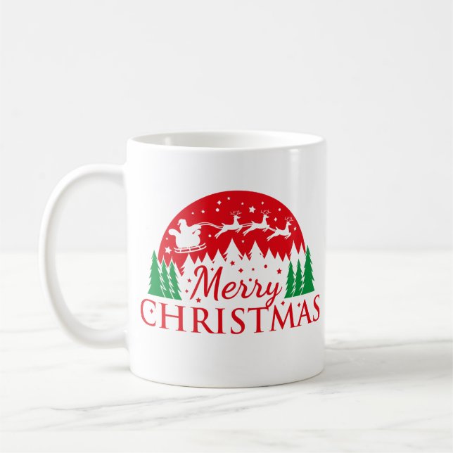 Caneca De Café Papais noeis de Natal Feliz Vermelho (Esquerda)