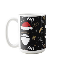 Papais noeis de Natal Padrão Preto com Dourado Fun