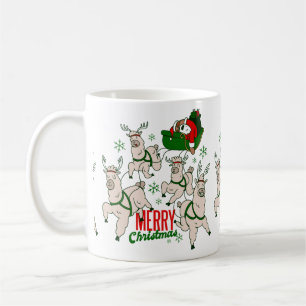 Caneca De Café papais noeis de natal preguiça-lhamas