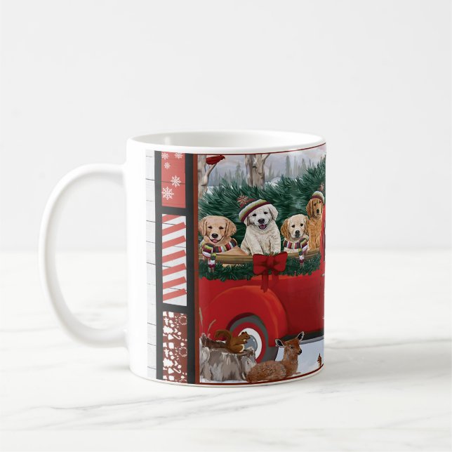 Caneca De Café Papais noeis de Natal, recuperador do ouro Red Tru (Esquerda)