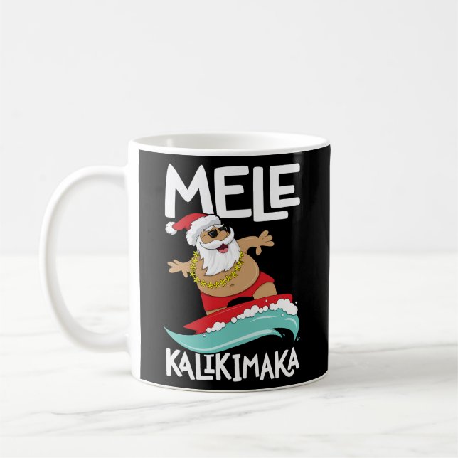 Caneca De Café Papais noeis de surfe no Havaí de Mele Kalikimaka (Esquerda)