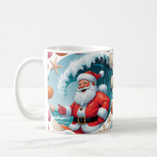 Caneca De Café Papais noeis de surfe Seashell Wave Classic Christ