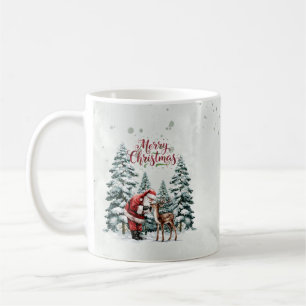 Caneca De Café Papais noeis e renas Feliz Canhão de Natal