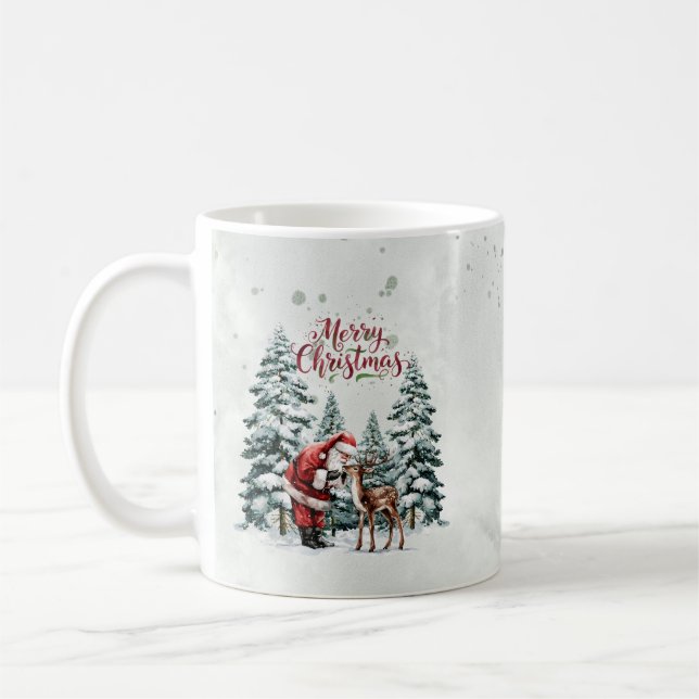 Caneca De Café Papais noeis e renas Feliz Canhão de Natal (Esquerda)