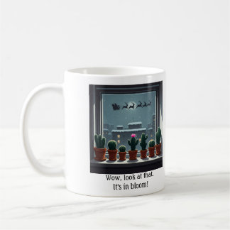 Caneca De Café Papais noeis e sua janela de renas enrolam cacto