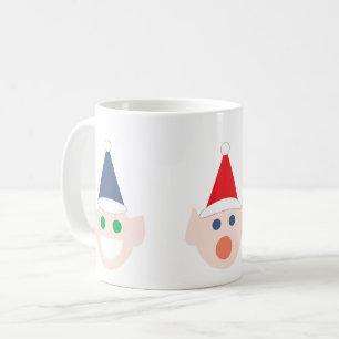 Caneca De Café Papais noeis Elfos Cabeças de Elfo Enfrentam o Po