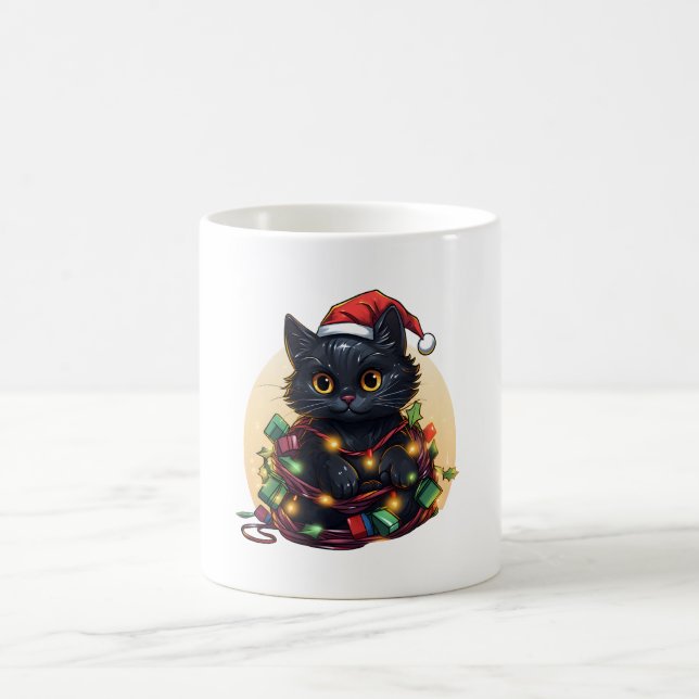 Caneca De Café Papais noeis Feriado das Luzes de Gato (Centro)