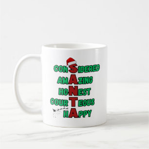 Caneca De Café Papais noeis Feriado de Natal Acrótico Feliz Festa