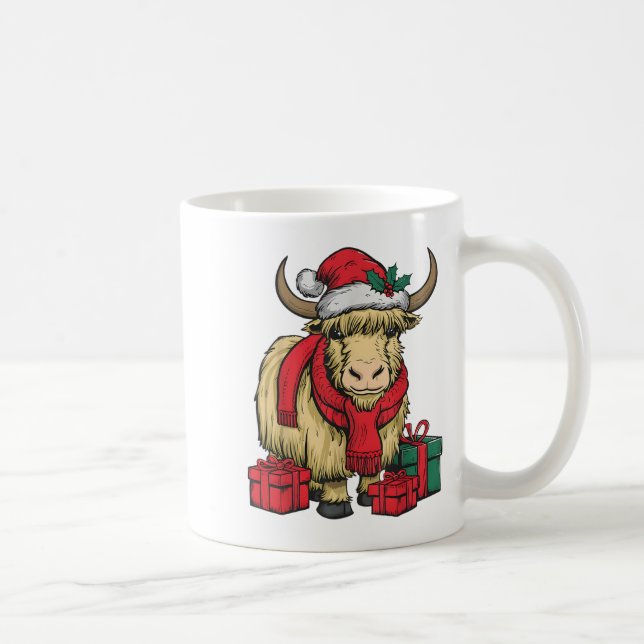 Caneca De Café Papais noeis Feriados do Natal do Engraçado Yak Lo (Direita)