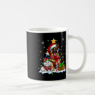 Caneca De Café Papais noeis German shepherd Com Luz De Natal Elf