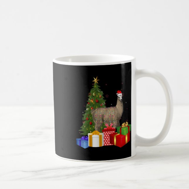 Caneca De Café Papais noeis Llama Árvore De Natal Com Um Xmas Eng (Direita)