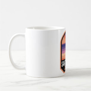 Caneca De Café Papais noeis Monica Beach CA Retro Sunset