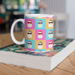 Caneca De Café Papais noeis neon com óculos de sol Legal Padrão C