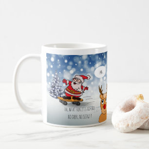 Caneca De Café Papais noeis no skate, renas engraçadas no invern