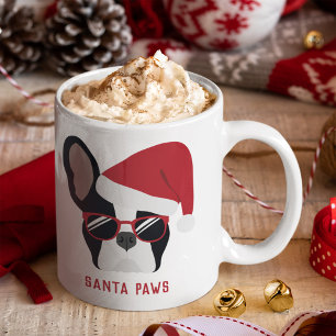 Caneca De Café Papais noeis Paws Natal Buldogue Francês
