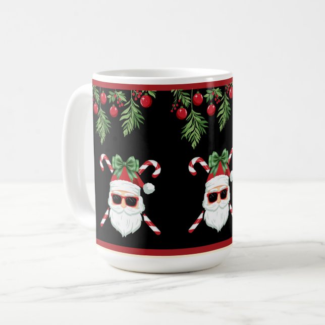 Caneca De Café Papais noeis Personalizados com Saudação de Natal  (Frente Esquerda)