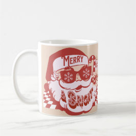 Caneca De Café Papais noeis Retro Feliz Brilhante Natal Rosa