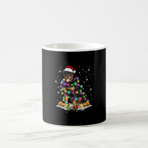 Caneca De Café Papais noeis Rottweiler Luzes de Árvore de Natal 