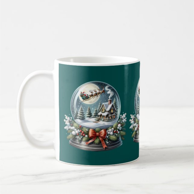 Caneca De Café Papais noeis Sleigh Ride in Snow Globe Wonderland (Esquerda)