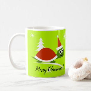 Caneca De Café Papais noeis Tartaruga Feliz Café de Natal