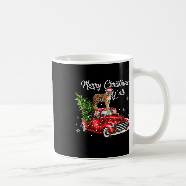 Caneca De Café Papais noeis Tiger Ride Red Truck Feia Doce Natal (Direita)