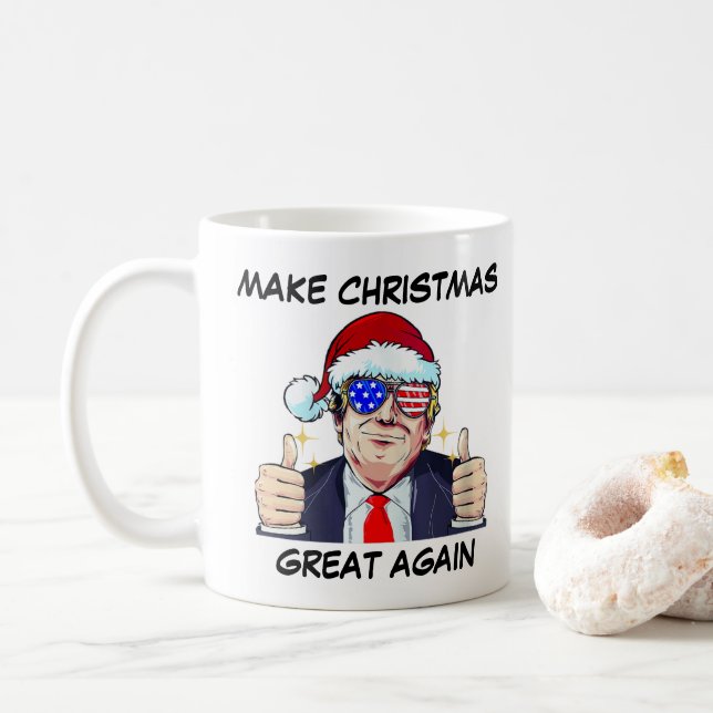 Caneca De Café Papais noeis Trump Fazem Excelente De Natal Novame (Com Donut)