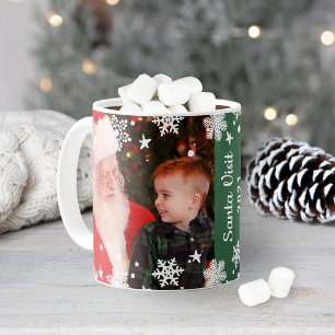 Caneca De Café Papais noeis Visitam Dois Colagem de Fotos