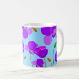 Caneca De Café Papaver Poppy Lilac sobre fundo azul pálido