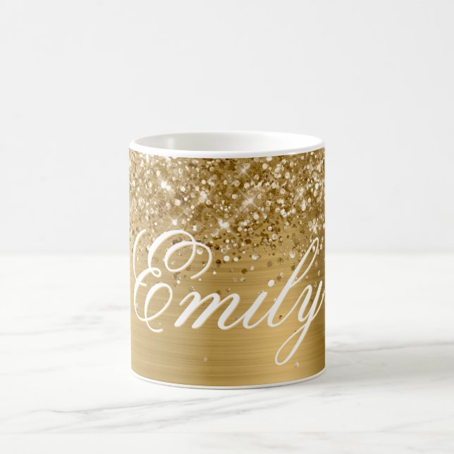 Caneca De Café Papel Alumínio Dourado Gliteroso Personalizado (Centro)