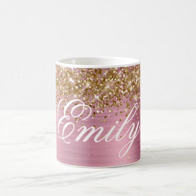Caneca De Café Papel alumínio rosa claro com brilho dourado perso (Centro)