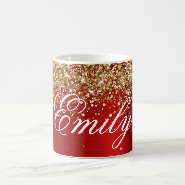 Caneca De Café Papel alumínio vermelho com brilho dourado persona (Centro)